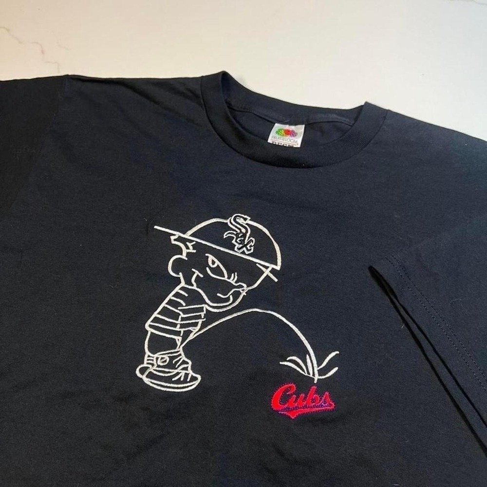 Vintage Chicago White Sox vs Cubs Rivalry Shirt Black Fruit of the Loom Large